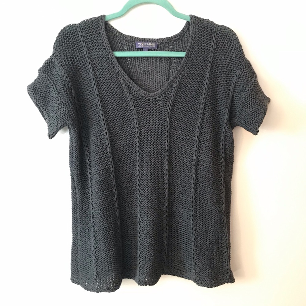 Vivienne Tam Blue Short Sleeve Sweater S
